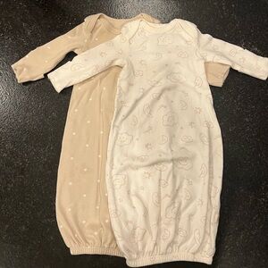 2 Cozy Kids Pajamas Nightgowns - Cream and Tan